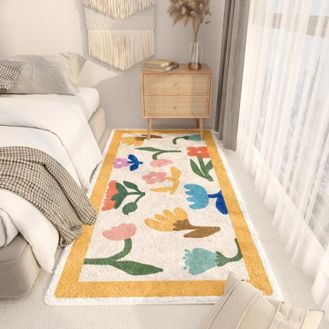 Navak Carpet Nordic Style Bedroom Decor Plush Carpet Flower Pattern Carpets for Living Room Washable Bedside Floor Mat Fluffy Soft Lounge Rug