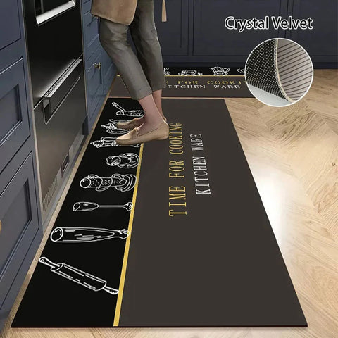 Navak Carpet Non-slip Kitchen Mat Long Rugs Crystal Velvet Carpet for Living Room Absorbent Foot Mats Bedroom Doormat Alfombra Small Rugs