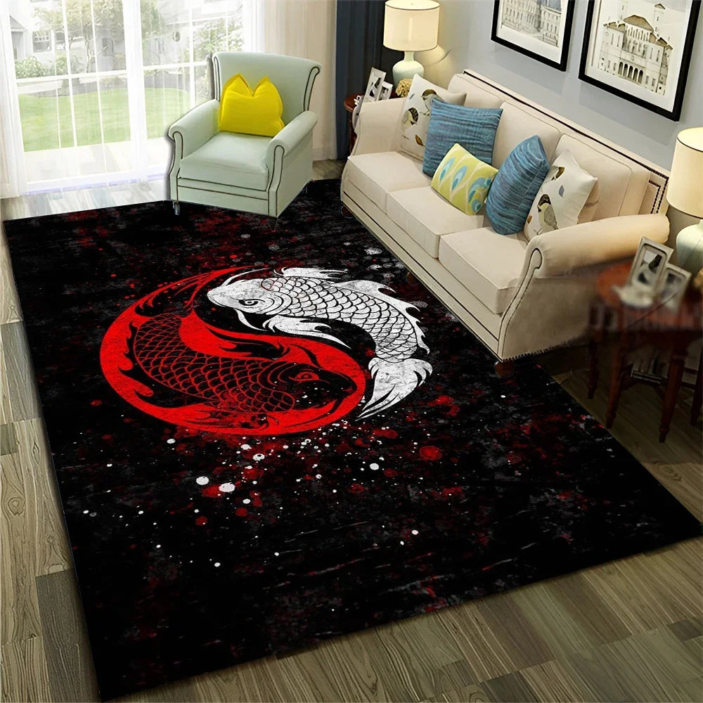 Navak Carpet Chinese 3D Tai Chi Bagua Yin Yang  Carpet Rug for Home Living Room Bedroom Sofa Doormat Decor,Child Area Rug Non-slip Floor Mat