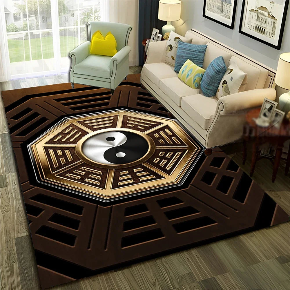 Navak Carpet Chinese 3D Tai Chi Bagua Yin Yang  Carpet Rug for Home Living Room Bedroom Sofa Doormat Decor,Child Area Rug Non-slip Floor Mat