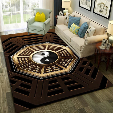 Navak Carpet Chinese 3D Tai Chi Bagua Yin Yang  Carpet Rug for Home Living Room Bedroom Sofa Doormat Decor,Child Area Rug Non-slip Floor Mat