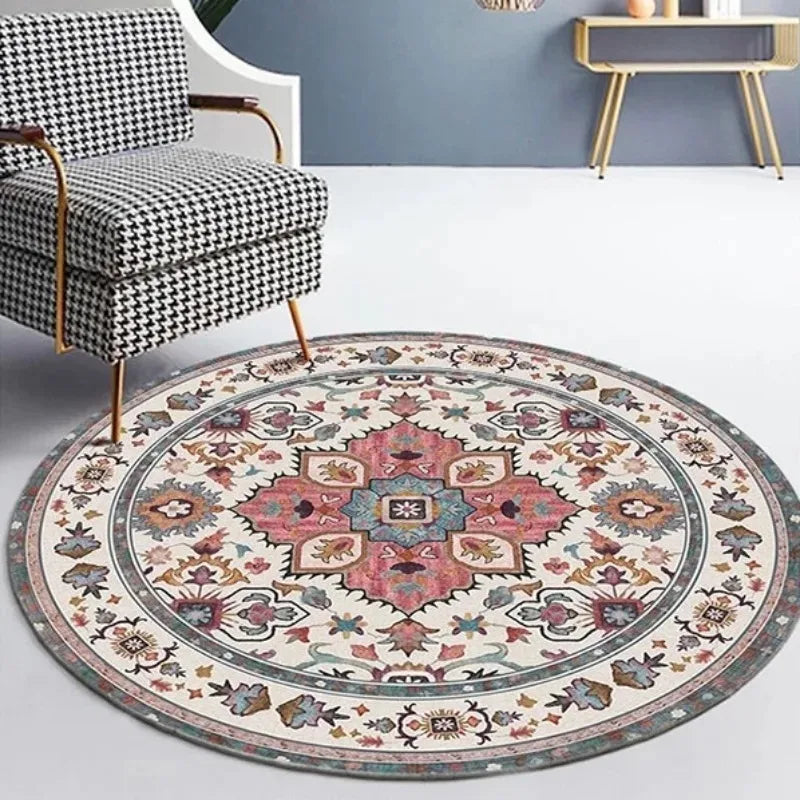 Navak Carpet Moroccan Ethnic Round Carpet, Rocking Chair Mat For Bedroom & Living Room