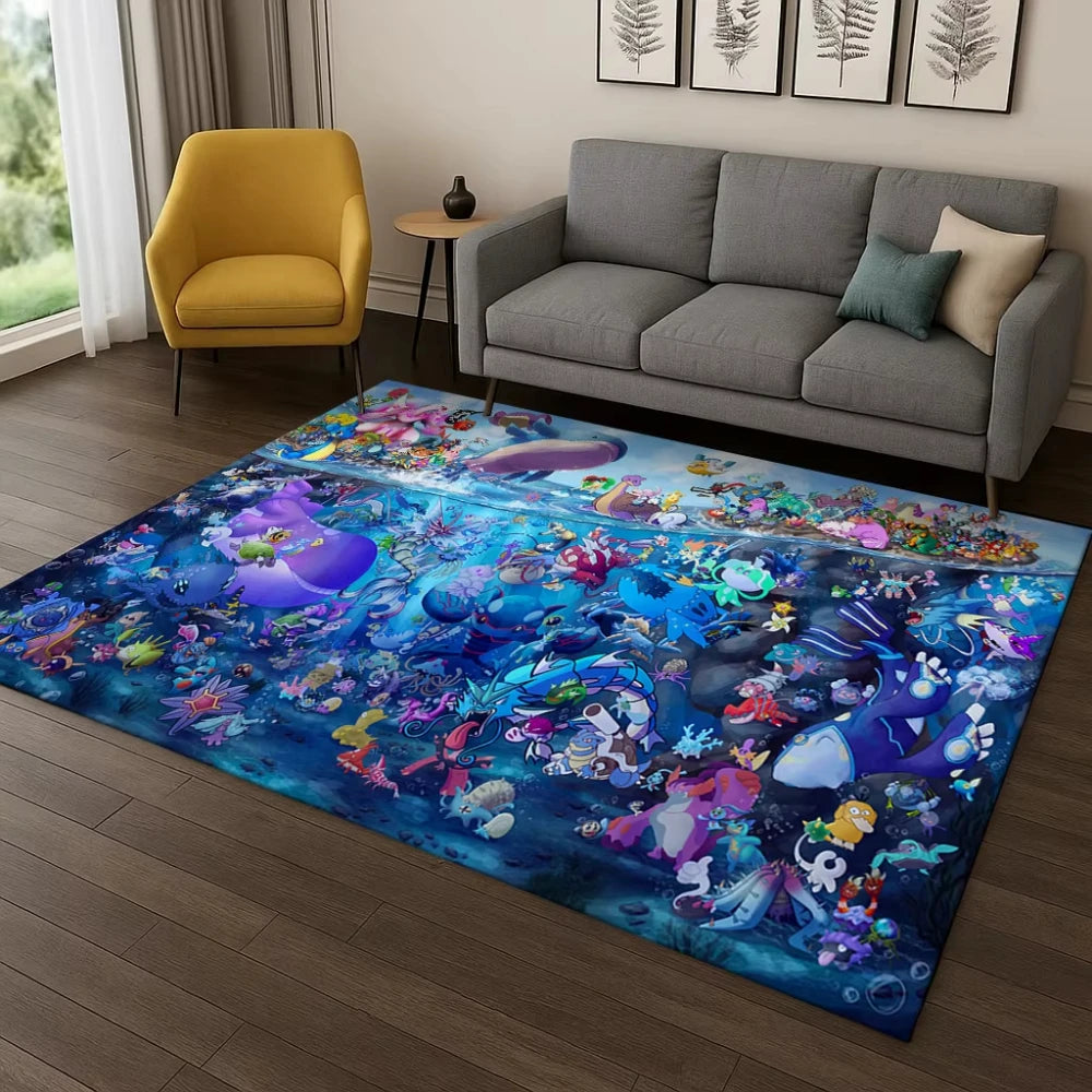 Navak Carpet Daily Picks Pokemon Adventure Carpet Playful Game Theme Rug Man Cave Game Room Bedroom Bedside Living Room Sofa Soft Floor Mat Design
