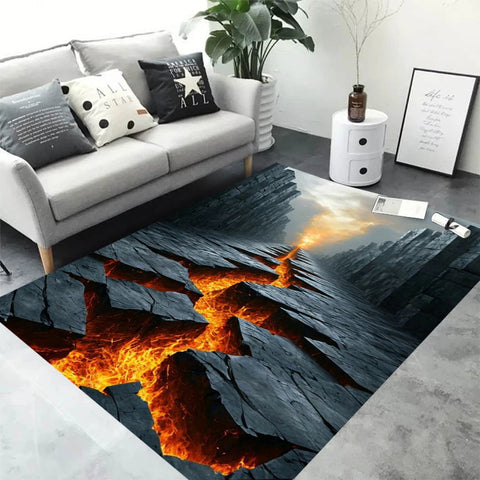 Navak Carpet 3D Volcano Lava Magma Rugs Carpet for Bedroom Decor Living Room Large Area Rugs Bedside Non-slip Floor Mat Home Entrance Doormat