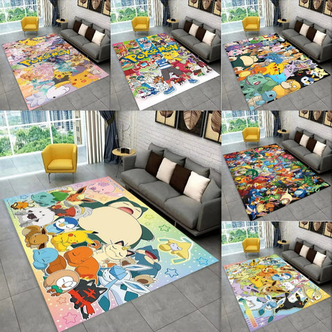 Navak Carpet Daily Picks Fun Pokemon Game Cartoon Floor Mat for Kids Playroom Bedroom Living Room Soft Area Rug Game Theme Carpet Man's Cave Decor