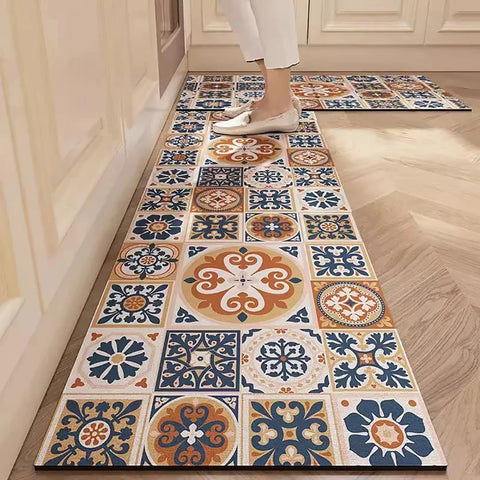 Navak Carpet Kitchen Mat Absorbent Printed Kitchen Rugs Non-slip Area Mat Hallway Long Carpets for Living Room Bedroom Entrance Doormat Bath