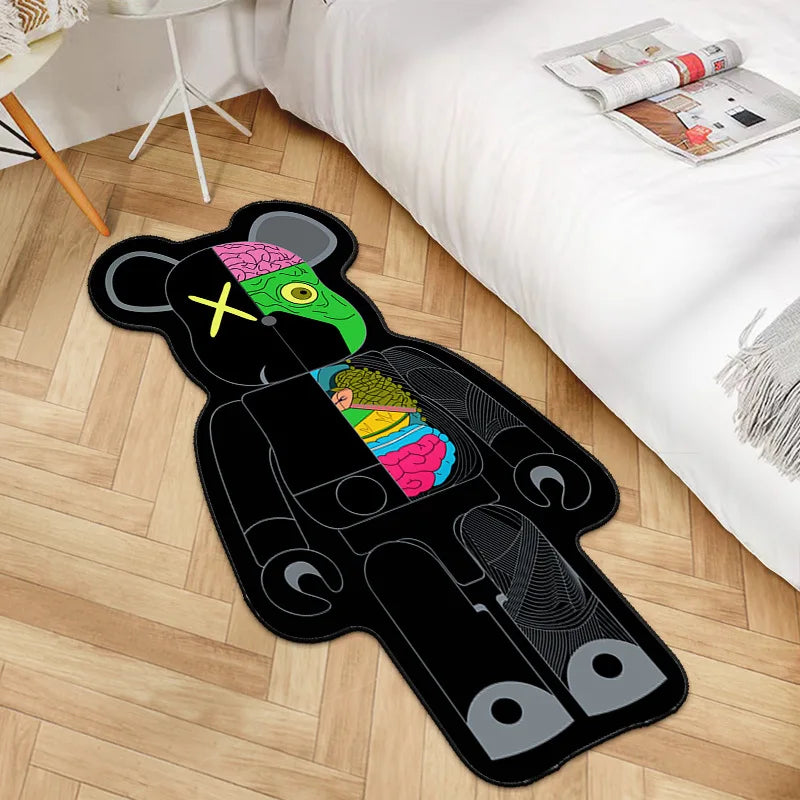 Navak Carpet Irregular Cartoon Bearbricks Rug Multicolor Violence Bear Carpet For Bedroom Bedside Non-Slip Fashion Home Floor Mat Rugs