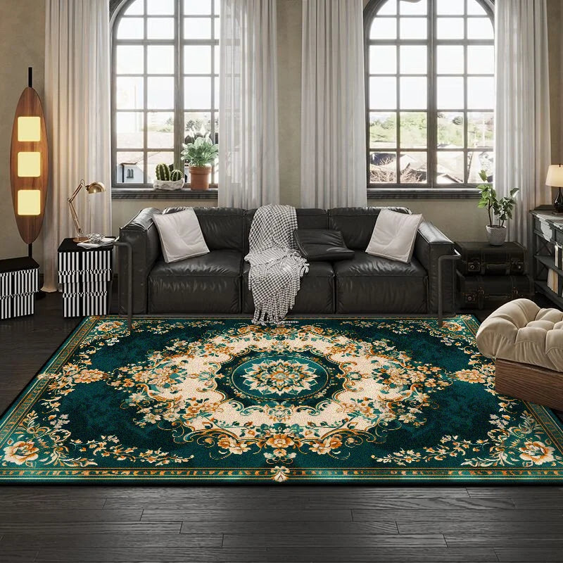 Navak Carpet European Style Flower Plant Living Room Carpet Luxury Decoration Home Sofa Area Soft Floor Mats Bedroom Cloakroom Non-slip Rug