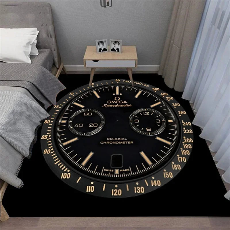 Navak Carpet Multi-functional O-OMEGA Dial Crown Watch Pointer Pattern Living Room Bedroom Sofa Decoration Carpet Floor Mat Rugs