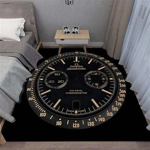 Navak Carpet Multi-functional O-OMEGA Dial Crown Watch Pointer Pattern Living Room Bedroom Sofa Decoration Carpet Floor Mat Rugs