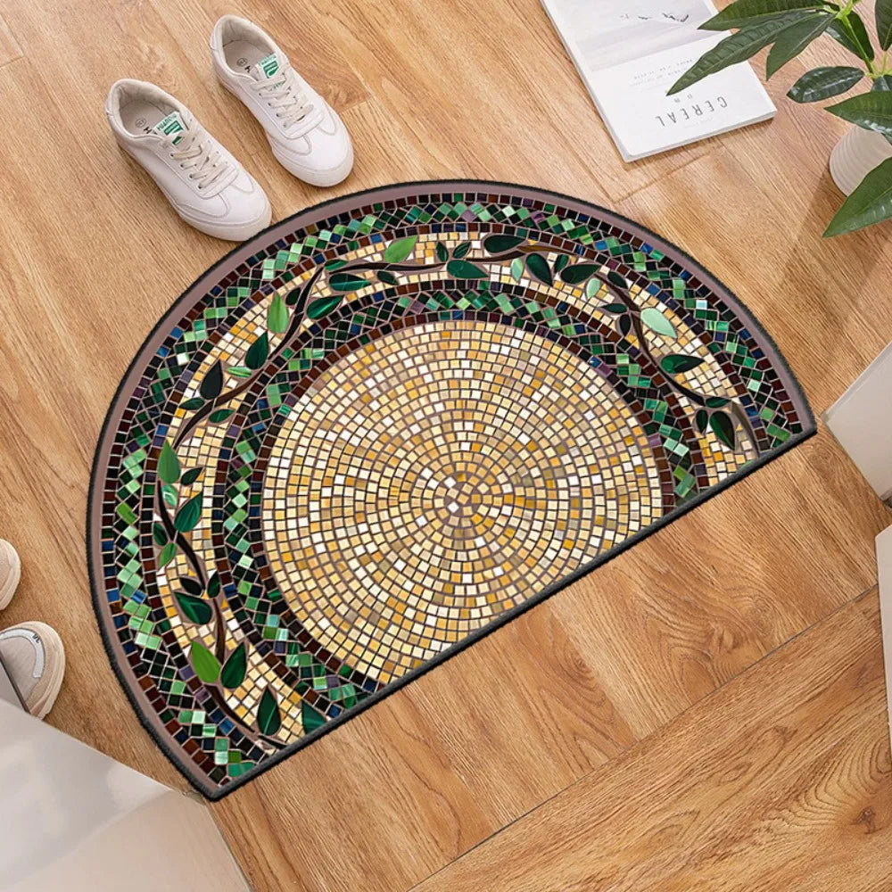 Navak Carpet New Non-Slip Semi-Circular Carpet Anti-fouling Easy to Clean Door Mat Ethnic Style Welcome Mat Home Decorative Door Mat