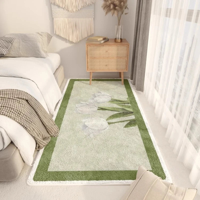 Navak Carpet Nordic Style Bedroom Decor Plush Carpet Flower Pattern Carpets for Living Room Washable Bedside Floor Mat Fluffy Soft Lounge Rug