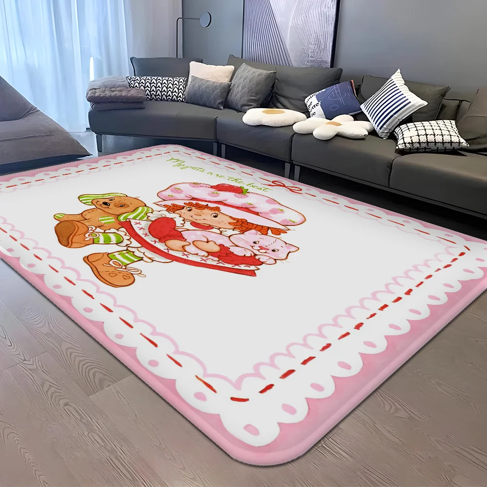 Navak Carpet S-Strawberry-Pink girl Floor Mat Bathroom Mat Kids Room Bedroom Decoration Balcony Anti-Slip Doormat Living Room Welcome Rug
