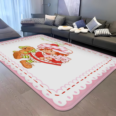 Navak Carpet S-Strawberry-Pink girl Floor Mat Bathroom Mat Kids Room Bedroom Decoration Balcony Anti-Slip Doormat Living Room Welcome Rug