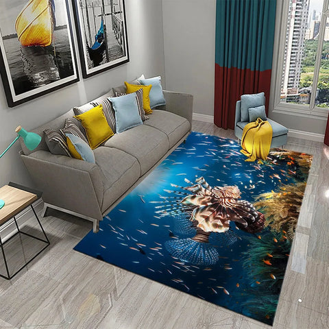 Navak Carpet 3D Hawaiian Sea Ocean Tropical Fish Carpet Living Room Fish Animal Pattern Kids Bedroom Soft Floor Decor
