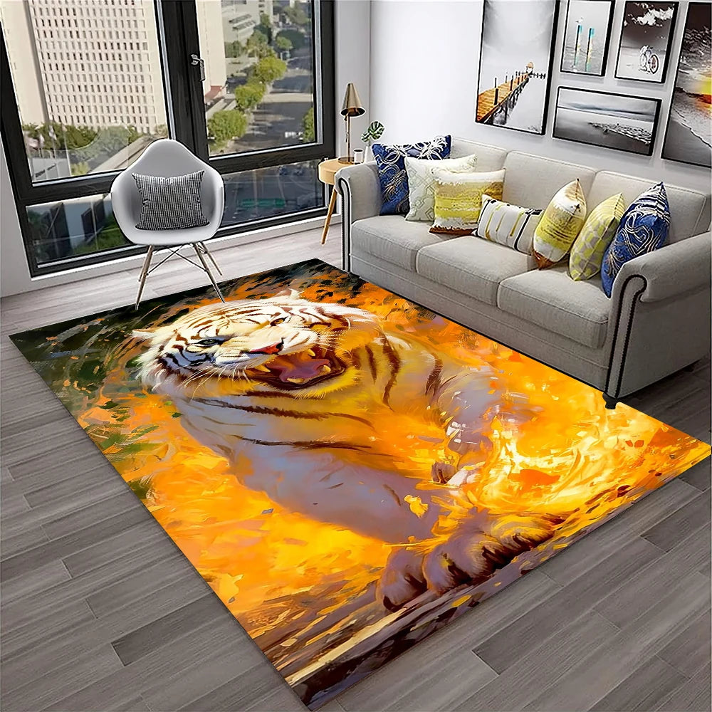 Navak Carpet 3D Dream Tiger Animal Cartoon Carpet Rug for Home Living Room Bedroom Sofa Doormat Decor,Child Play Area Rug Non-slip Floor Mat
