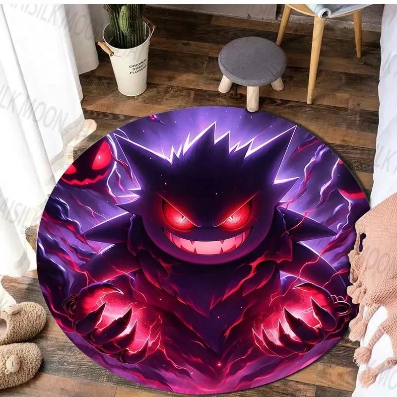 Navak Carpet Daily Picks Disney Game Pokémon Gengar Printed Round Rug Bedroom Living Room Carpet Doormat Sofa Table Area Rug Floor Mat Home Decor