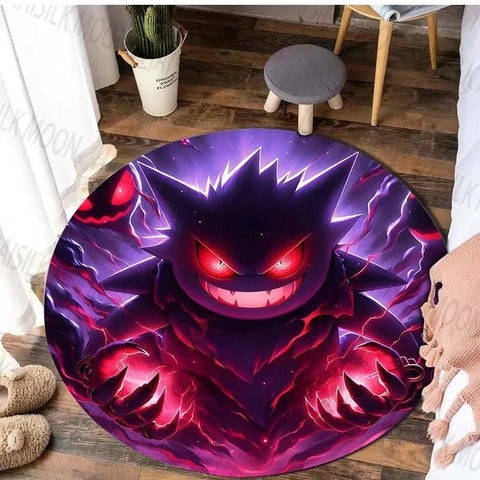 Navak Carpet Daily Picks Disney Game Pokémon Gengar Printed Round Rug Bedroom Living Room Carpet Doormat Sofa Table Area Rug Floor Mat Home Decor