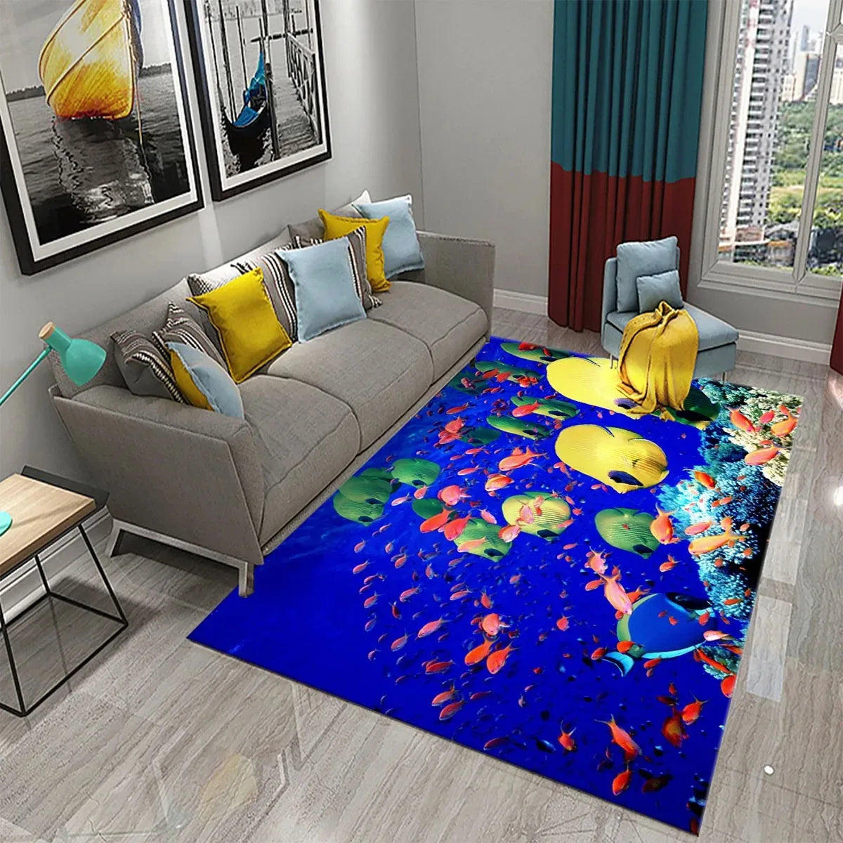 Navak Carpet 3D Hawaiian Sea Ocean Tropical Fish Carpet Living Room Fish Animal Pattern Kids Bedroom Soft Floor Decor