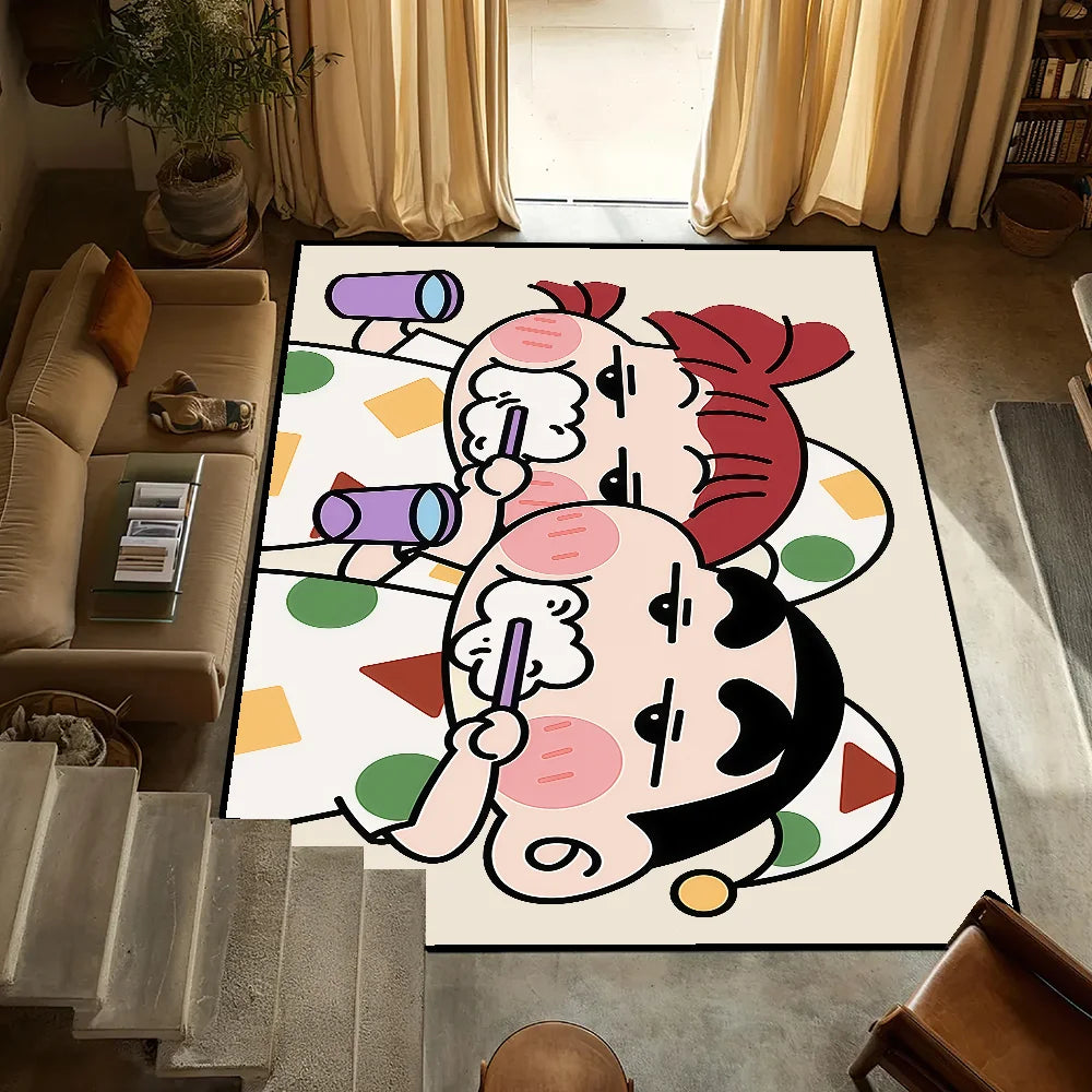 Navak Carpet Anti-Slip Cute C-chan Kitchen C-Crayon S-Shin Bedroom Tufted Rug cartoon Carpet time funny bath Living Room Entrance Decoration