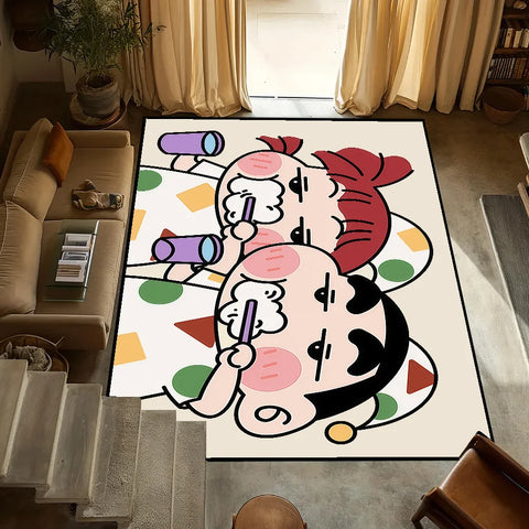 Navak Carpet Anti-Slip Cute C-chan Kitchen C-Crayon S-Shin Bedroom Tufted Rug cartoon Carpet time funny bath Living Room Entrance Decoration
