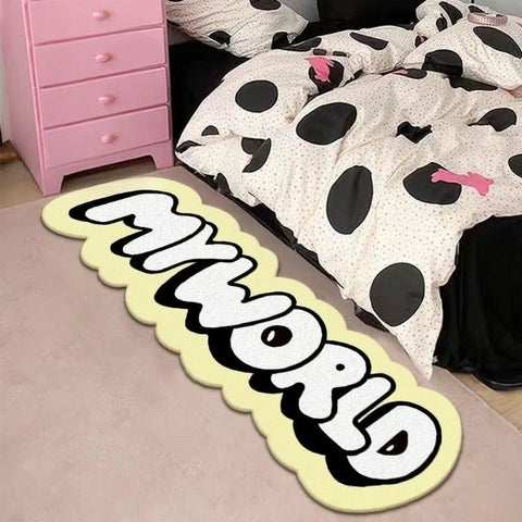 Navak Carpet My World Living Room Decoration Creative Carpet Irregular Rugs for Bedroom Thick Plush Bedside Floor Mat Fluffy Soft Lounge Rug