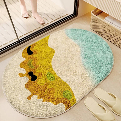 Navak Carpet Flower Shaped Cute Bathroom Mats Carpets Microfiber Tufted Mat Cute Luxury Fluffy Thick Rugs High Low Plush Irregular Carpets