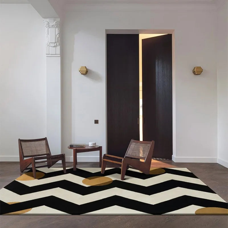 Navak Carpet French Retro Bedroom Decor Stripe Carpet Minimalist Carpets for Living Room Home Art