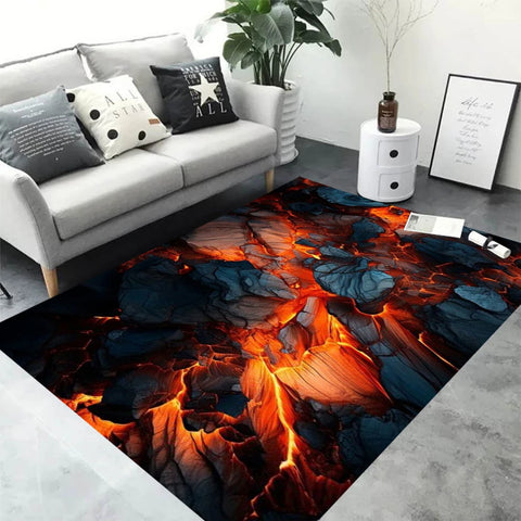 Navak Carpet 3D Volcano Lava Magma Rugs Carpet for Bedroom Decor Living Room Large Area Rugs Bedside Non-slip Floor Mat Home Entrance Doormat