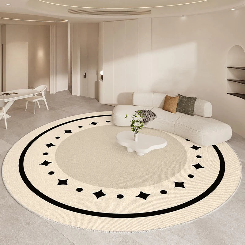 Navak Carpet Luxurious Living Room Carpet Round Beige Minimalism Rug High Quality Bedroom Study Rugs Soft Comfortable Bedside Carpets Tapete