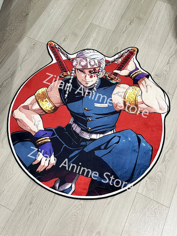 Navak Carpet Area Rug Anime Demon Slayer Nezuko Kokushibou Tanjirou Kanroji Kochou Gokudera Makoto Creative Printed Carpet for Home Decor