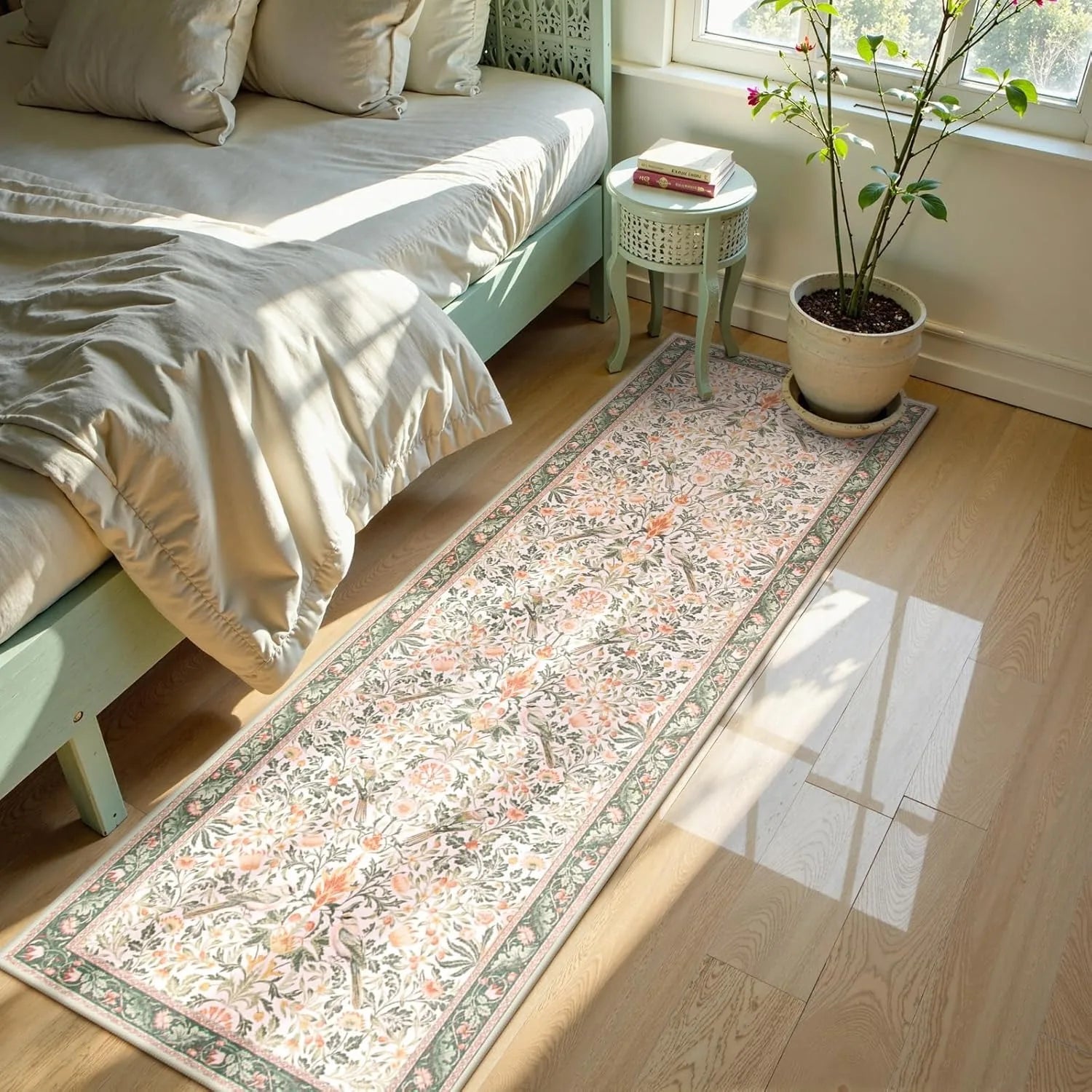 Navak Carpet Hallway Carpet Corridor Runner Long Floor Mat Machine Washable Non-slip Bedroom Bedside Foot Mats Green Rug Home Decoration Rugs