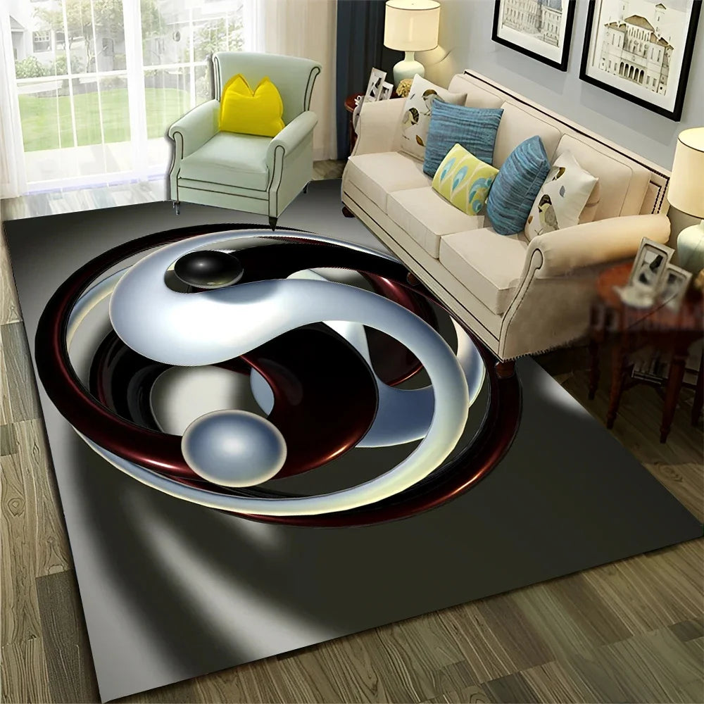 Navak Carpet Chinese 3D Tai Chi Bagua Yin Yang  Carpet Rug for Home Living Room Bedroom Sofa Doormat Decor,Child Area Rug Non-slip Floor Mat