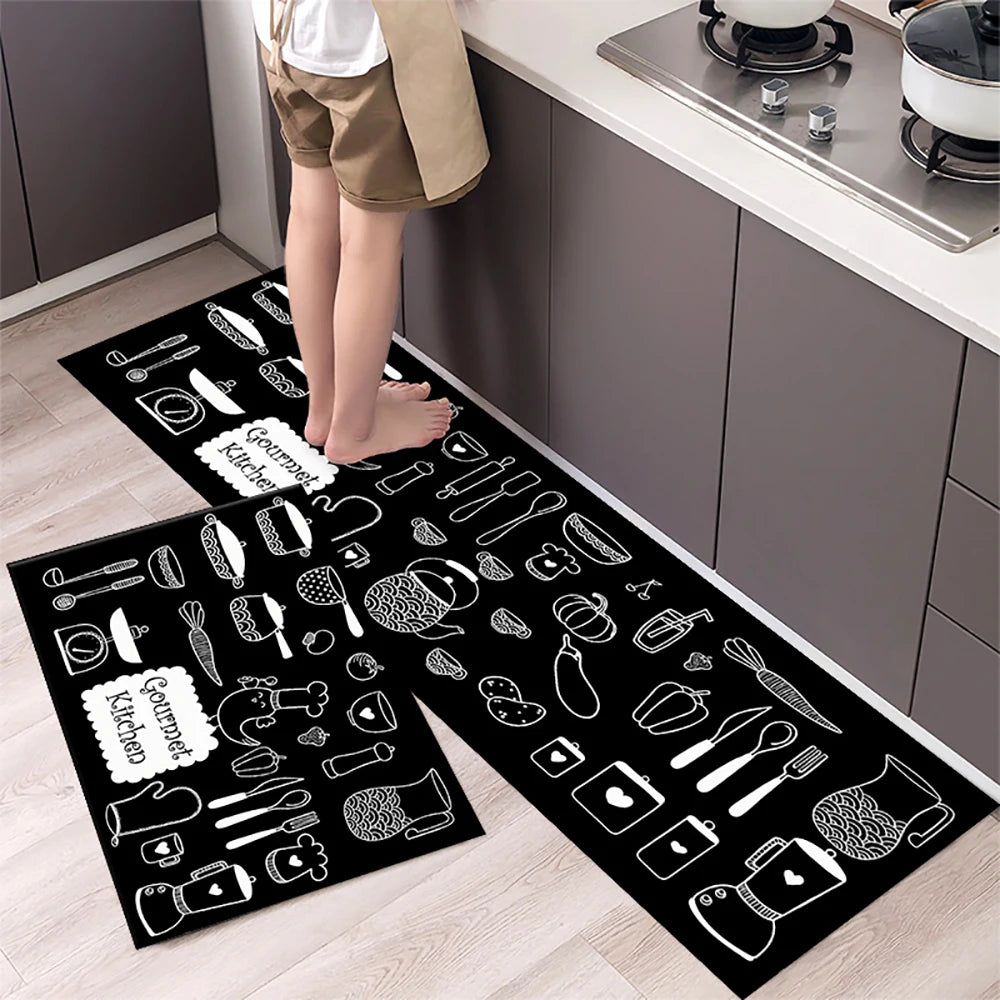 Navak Carpet Polyster Waterproof Oilproof Kitchen Mat Printed Antislip Bath Mat Soft Bedroom Floor Mat Living Room Carpet Doormat Kitchen Rug