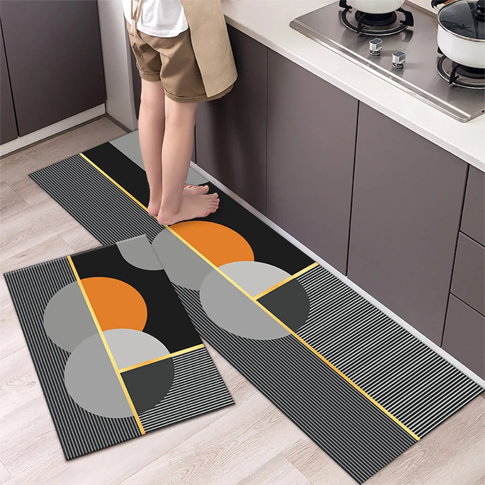 Navak Carpet Polyster Waterproof Oilproof Kitchen Mat Printed Antislip Bath Mat Soft Bedroom Floor Mat Living Room Carpet Doormat Kitchen Rug