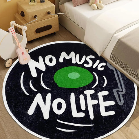 Navak Carpet Round CD Carpet Music Records Area Rug Modern Letter Floor Carpet Non Slip Area Rugs
