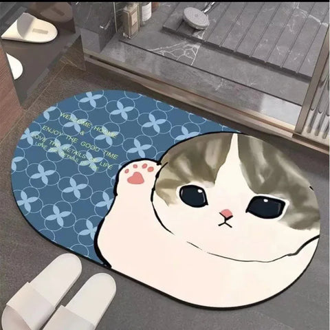 Navak Carpet Exclusive Picks Bathroom Entrance Floor Mat - Cute Cartoon Cat Bathroom Non-Slip Anti-Scratch Quick-Drying Foot Rug For Home Decoration