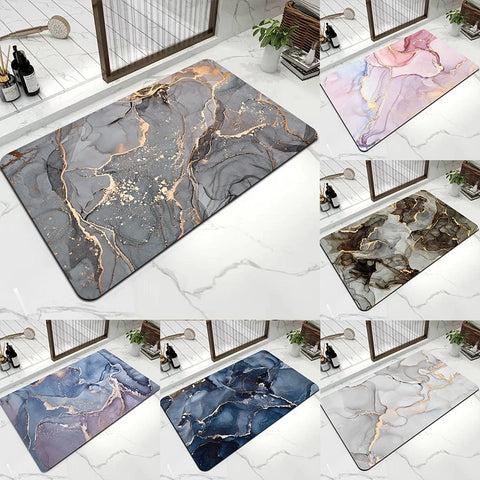 Navak Carpet Diatom Mud Carpet Marble Bathroom Rugs Non Slip Washable Bath Mat Small Rubber Backed Floor Mat