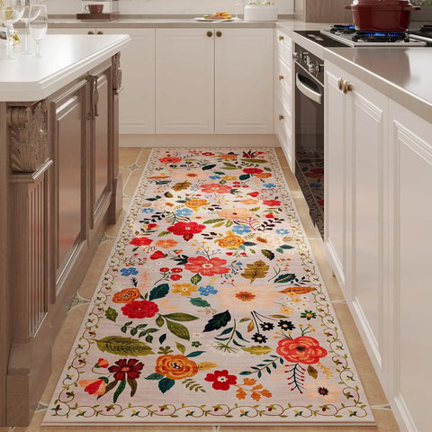 Navak Carpet Exclusive Picks Runner Rug for Hallways Kitchen Non Slip Machine Washable Carpets with Rubber Backing Soft Floral Rugs for Kitchen Decor