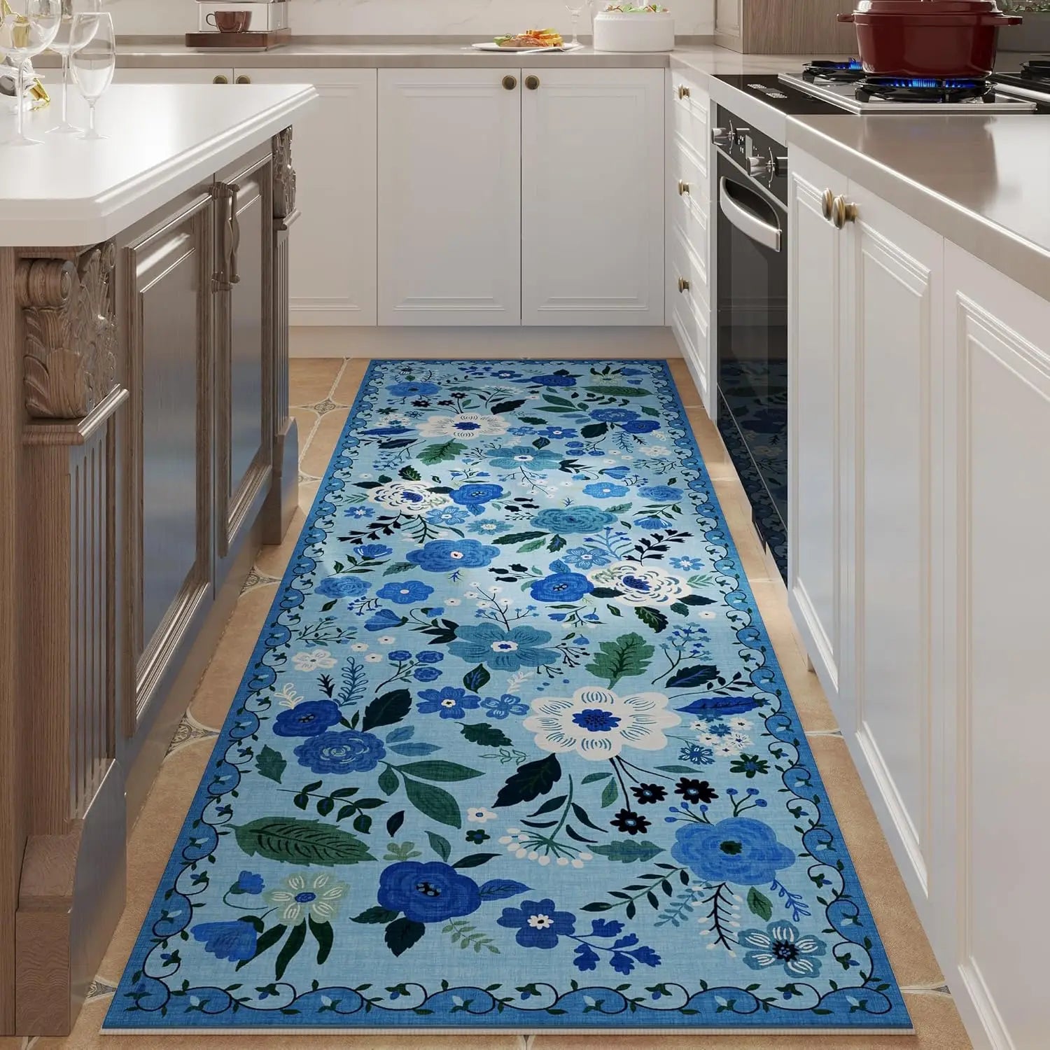 Navak Carpet Exclusive Picks Runner Rug for Hallways Kitchen Non Slip Machine Washable Carpets with Rubber Backing Soft Floral Rugs for Kitchen Decor