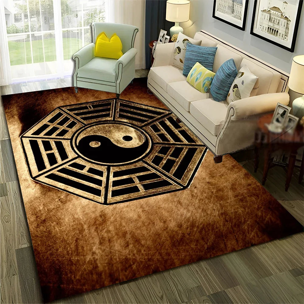 Navak Carpet Chinese 3D Tai Chi Bagua Yin Yang  Carpet Rug for Home Living Room Bedroom Sofa Doormat Decor,Child Area Rug Non-slip Floor Mat