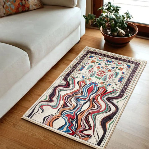 Navak Carpet Abstract Bohemian Imitation Cashmere Floor Rug Mat Entry Door Sofa Entry Door Entryway Decoration Carpet Non-Slip Cushion