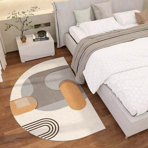 Navak Carpet Exclusive Picks Simple Lines Semi-Circular Carpet Durable And Easy To Clean Home Bedroom Bedside Rug Entrance Doormat Home Decor