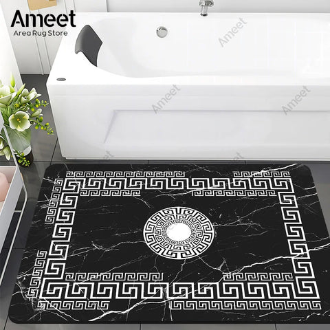 Navak Carpet Super Absorbent Floor Bath Mat Bathroom Shower Anti-slip Carpet Quick Dry Rubber Door Mat Nordic Luxury Marble Rug Home Decor