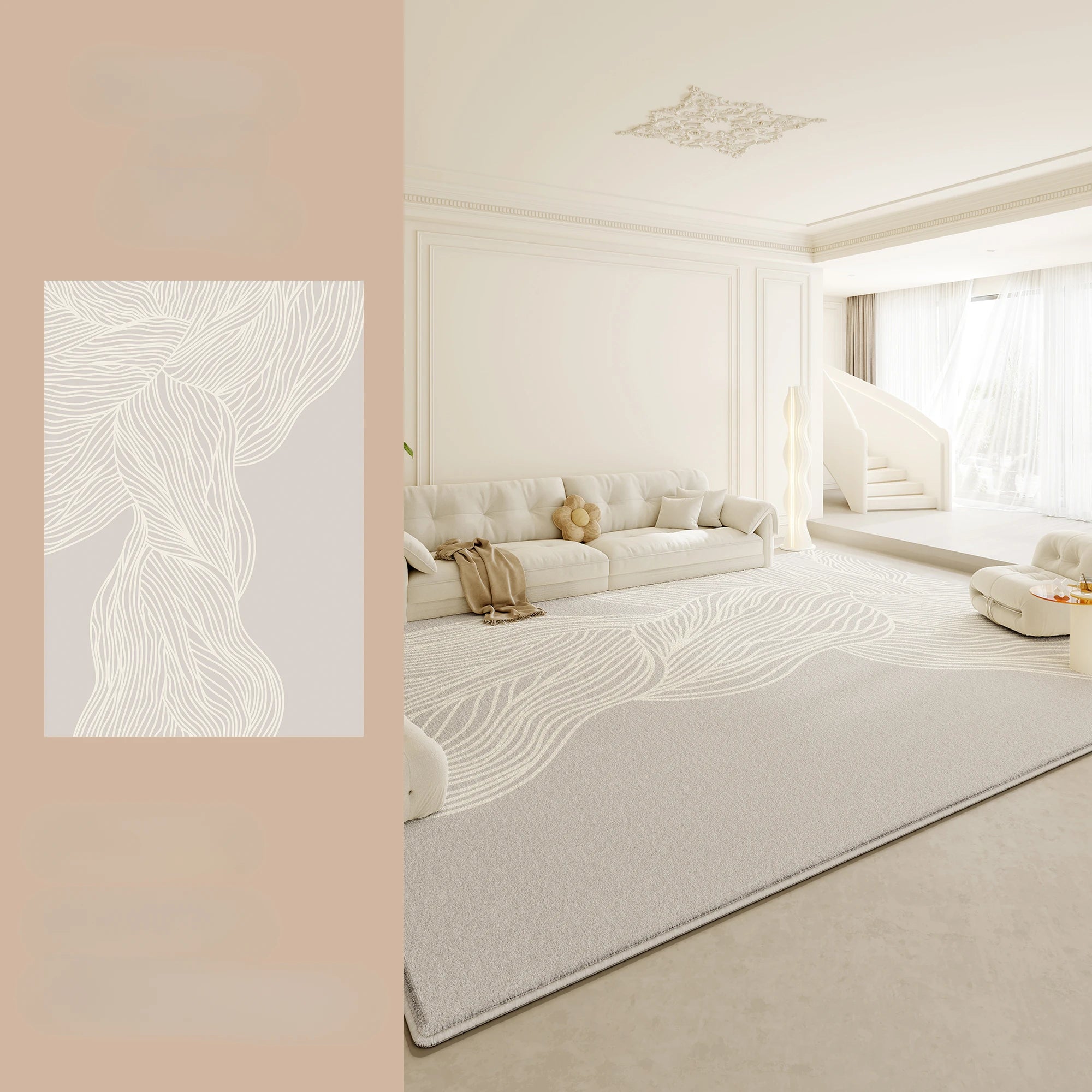 Navak Carpet Large Area Rugs for Bedroom Cream Style Living Room Decoration Plush Carpet Home Fluffy Soft Rug Thick Anti-slip Study Floor Mat