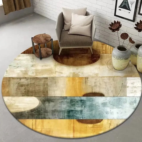 Navak Carpet Abstract Art Round Rug Living Room Sofa Bedroom Decorative Carpet Computer Chair Floor Mat Non-Slip