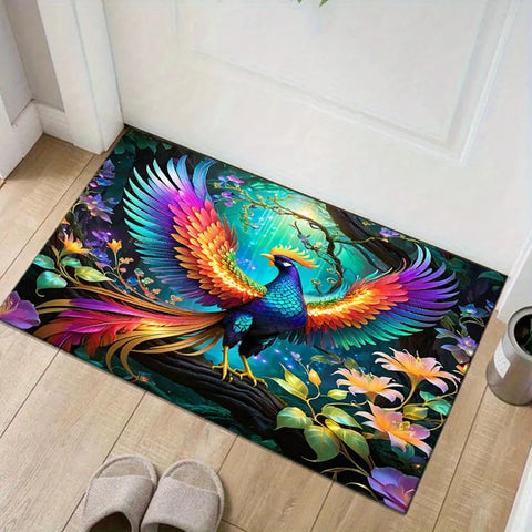 Navak Carpet Colorful Peacock Animal Print Area Rug  Crystal Velvet Non-Shedding Carpet, Large Size up to 2.16m² for Living Room,