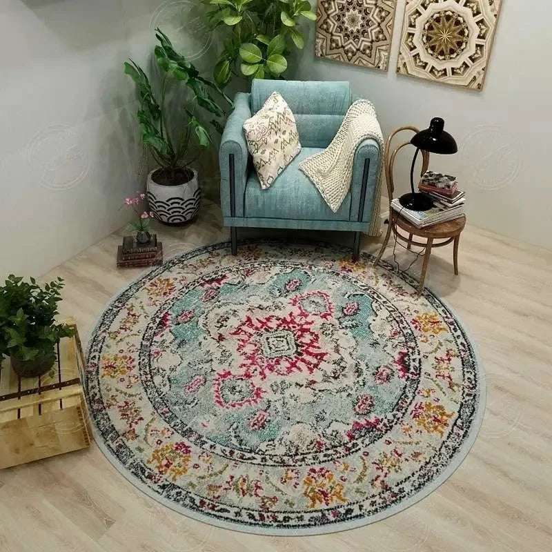 Navak Carpet Persian Retro Ethnic Style Round Living Room Rug Coffee Table Hanging Chair Swivel Chair Floor Mat Bedroom Bedside Rug