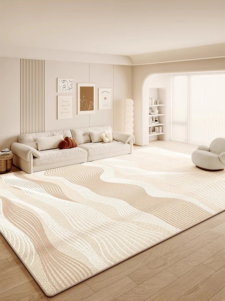 Navak Carpet Cream Abstract Luxurious Striped Carpet Artistic Creative Living Room Carpets Large Size Balcony Rug Easy To Clean Bedroom Rugs