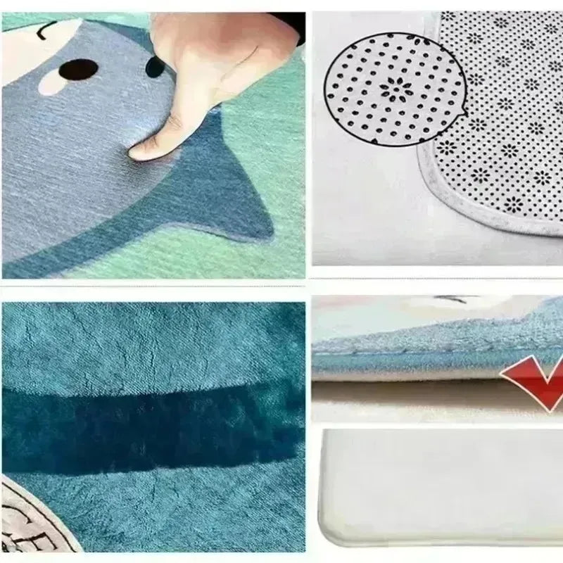 Navak Carpet Cartoon Animal Face Pattern Carpet Learning Interactive Non-Slip Machine Washable Polyester Fiber  Versatile Home Decor Rugs